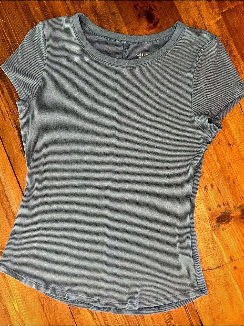 American Eagle Soft & Sexy Rib Short Sleeve Tee Gray Small Like New